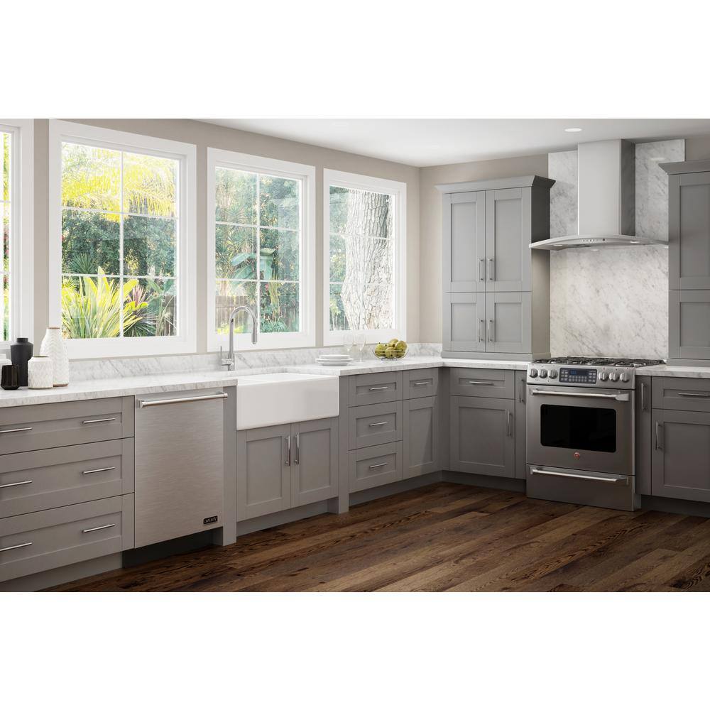 Contractor Express Cabinets Arlington Veiled Gray Plywood Shaker Stock Assembled Wall Kitchen Cabinet Soft Close 36 in W x 12 in D x 30 in H