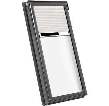 VELUX Deck Mount Fixed Laminated LoE3 Staingrade Skylight with White Solar Room Darkening Shade FS C06 0004S