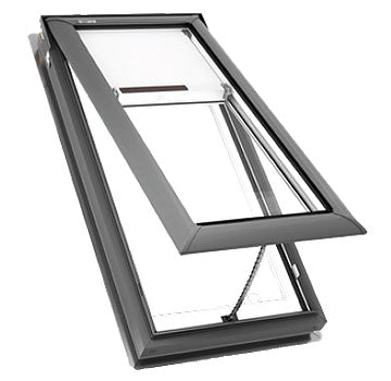 VELUX Deck Mount Manual Venting Laminated LoE3 Staingrade Skylight with White Room Darkening Shade VS C06 0004S