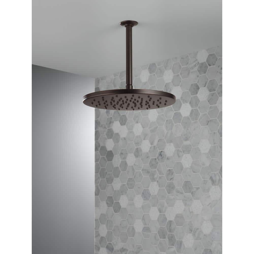 Delta 1-Spray 11.8 in. Single Wall-Mount Fixed Rain Shower Head in Venetian Bronze