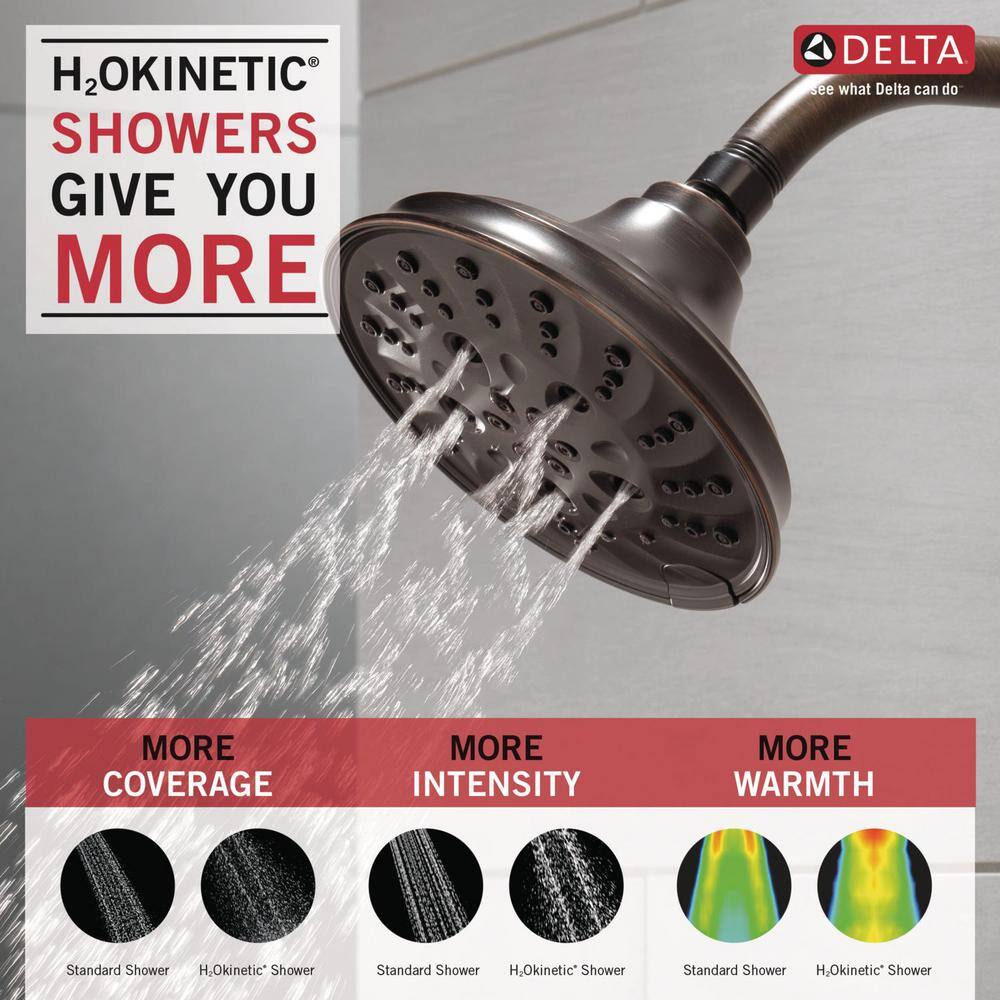 Delta Pivotal 5-Spray 6 in. Wall Mount Fixed Rain H2Okinetic Shower Head in Venetian Bronze