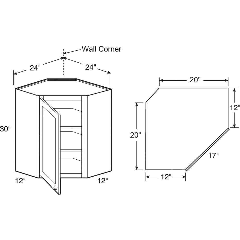 Richmond Venetian Onyx Plywood Shaker Ready to Assemble Corner Kitchen Cabinet Soft Close 20 in W x 12 in D x 30 in H