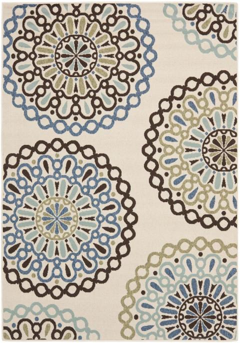 Safavieh Veranda 2-ft-7-in x 5-ft Cream/Red Indoor Medallion Coastal Throw Rug