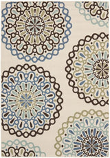 Safavieh Veranda 2-ft-7-in x 5-ft Cream/Red Indoor Medallion Coastal Throw Rug