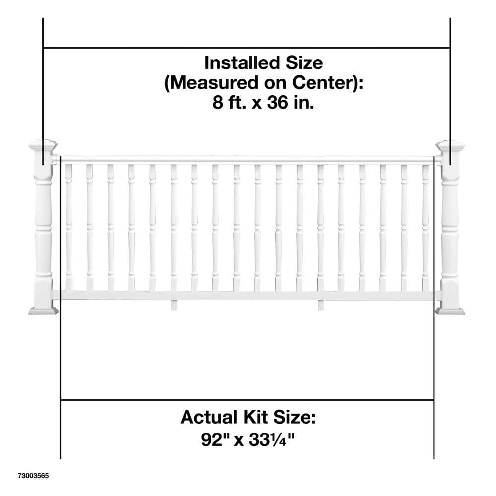 Veranda Williamsburg 8 ft. x 36 in. White PolyComposite Rail Kit without Brackets