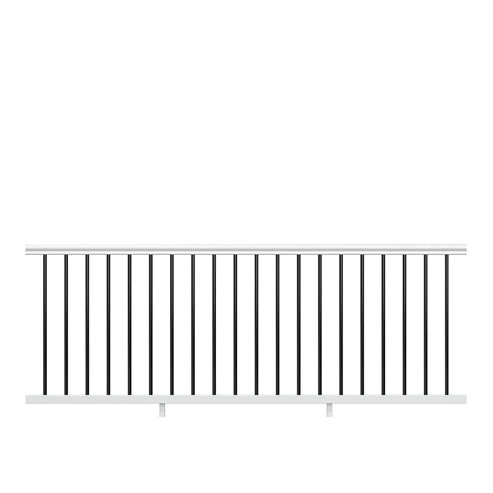 Veranda Traditional 8 ft. x 36 in. (Actual Size: 92 x 33 1/4" in.) White PolyComposite Vinyl Rail Kit with Black Metal Balusters