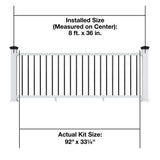 Veranda Traditional 8 ft. x 36 in. (Actual Size: 92 x 33 1/4" in.) White PolyComposite Vinyl Rail Kit with Black Metal Balusters