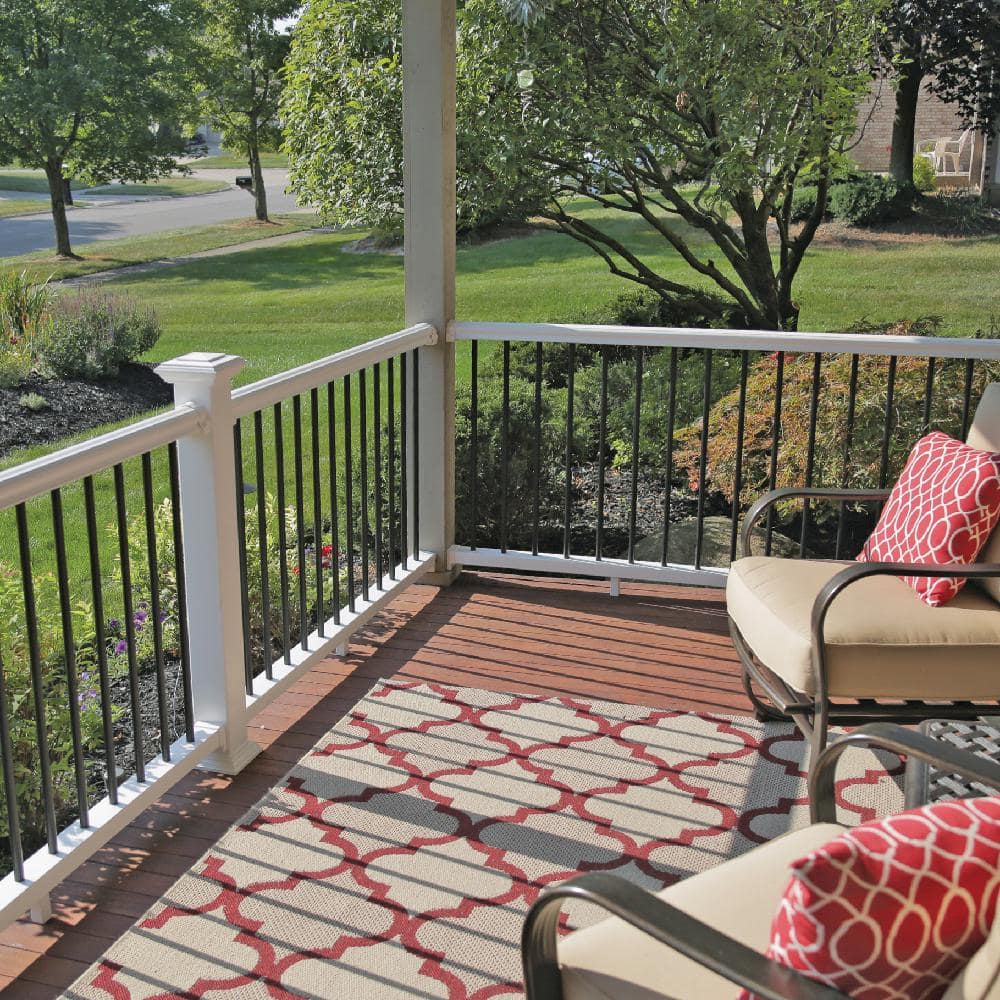 Veranda Traditional 6 ft. x 36 in. (Actual Size: 67-3/4 x 33 1/4" in.) White PolyComposite Rail Kit with Black Metal Balusters