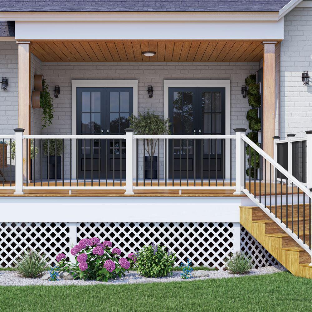 Veranda Traditional 6 ft. x 36 in. (Actual Size: 67-3/4 x 33 1/4" in.) White PolyComposite Rail Kit with Black Metal Balusters
