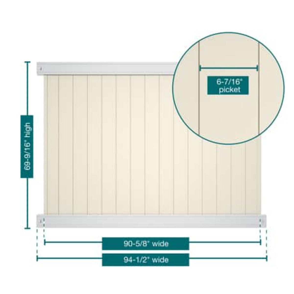 Veranda Pro-Series 6 ft. H x 8 ft. W White/Tan Vinyl Woodbridge Privacy Unassembled Fence Panel