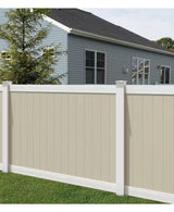Veranda Pro-Series 6 ft. H x 8 ft. W White/Tan Vinyl Woodbridge Privacy Unassembled Fence Panel