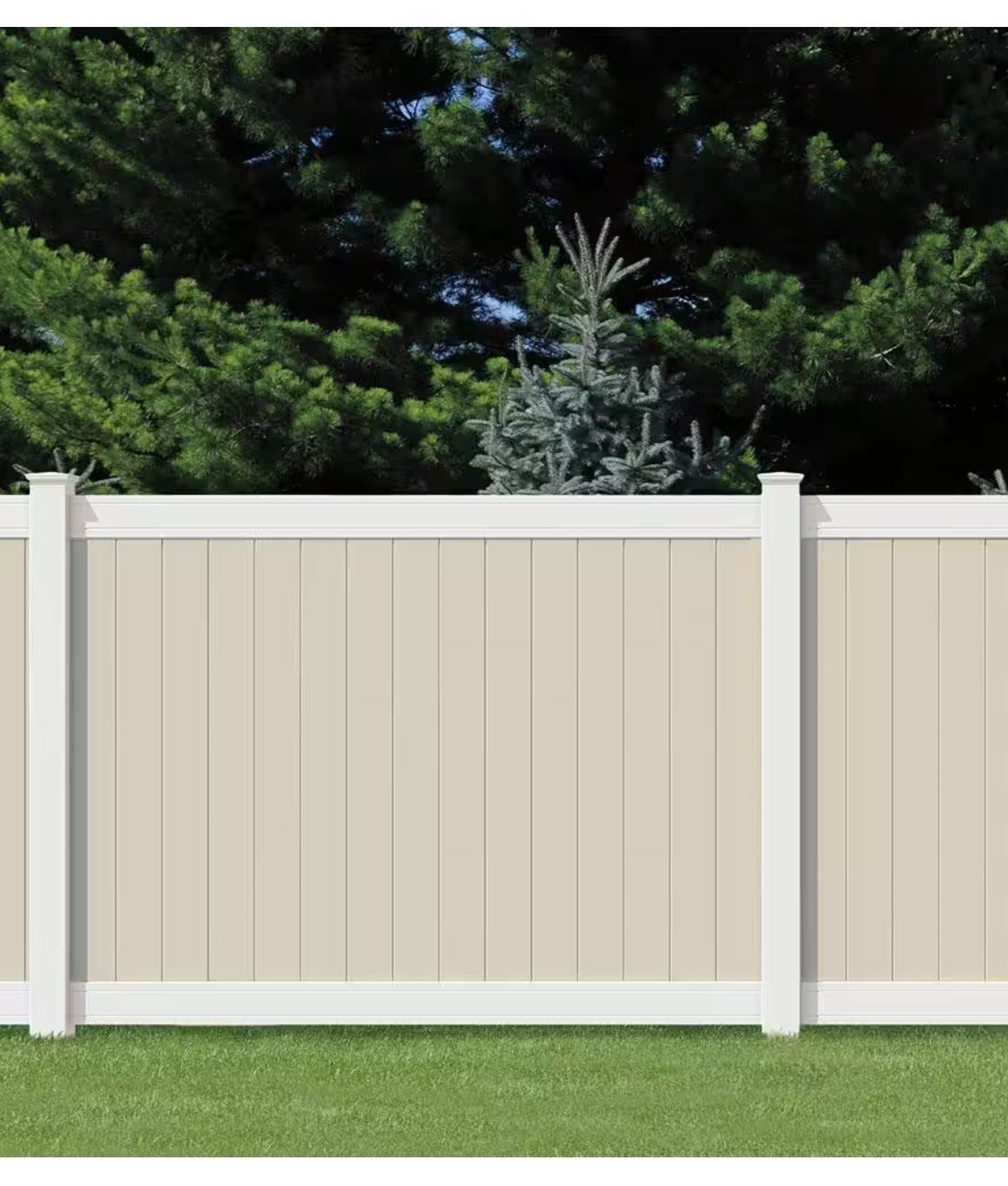 Veranda Pro-Series 6 ft. H x 8 ft. W White/Tan Vinyl Woodbridge Privacy Unassembled Fence Panel