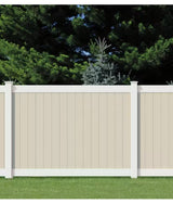 Veranda Pro-Series 6 ft. H x 8 ft. W White/Tan Vinyl Woodbridge Privacy Unassembled Fence Panel