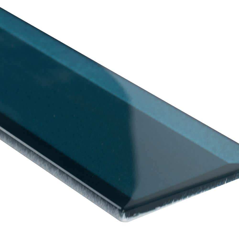 MSI Verde Azul Beveled 2.5 in. x 9 in. x 8mm Glossy Glass Blue Subway Tile (5.6 sq. ft. / case)