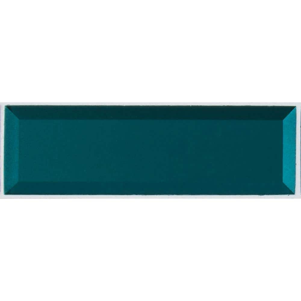 MSI Verde Azul Beveled 2.5 in. x 9 in. x 8mm Glossy Glass Blue Subway Tile (5.6 sq. ft. / case)