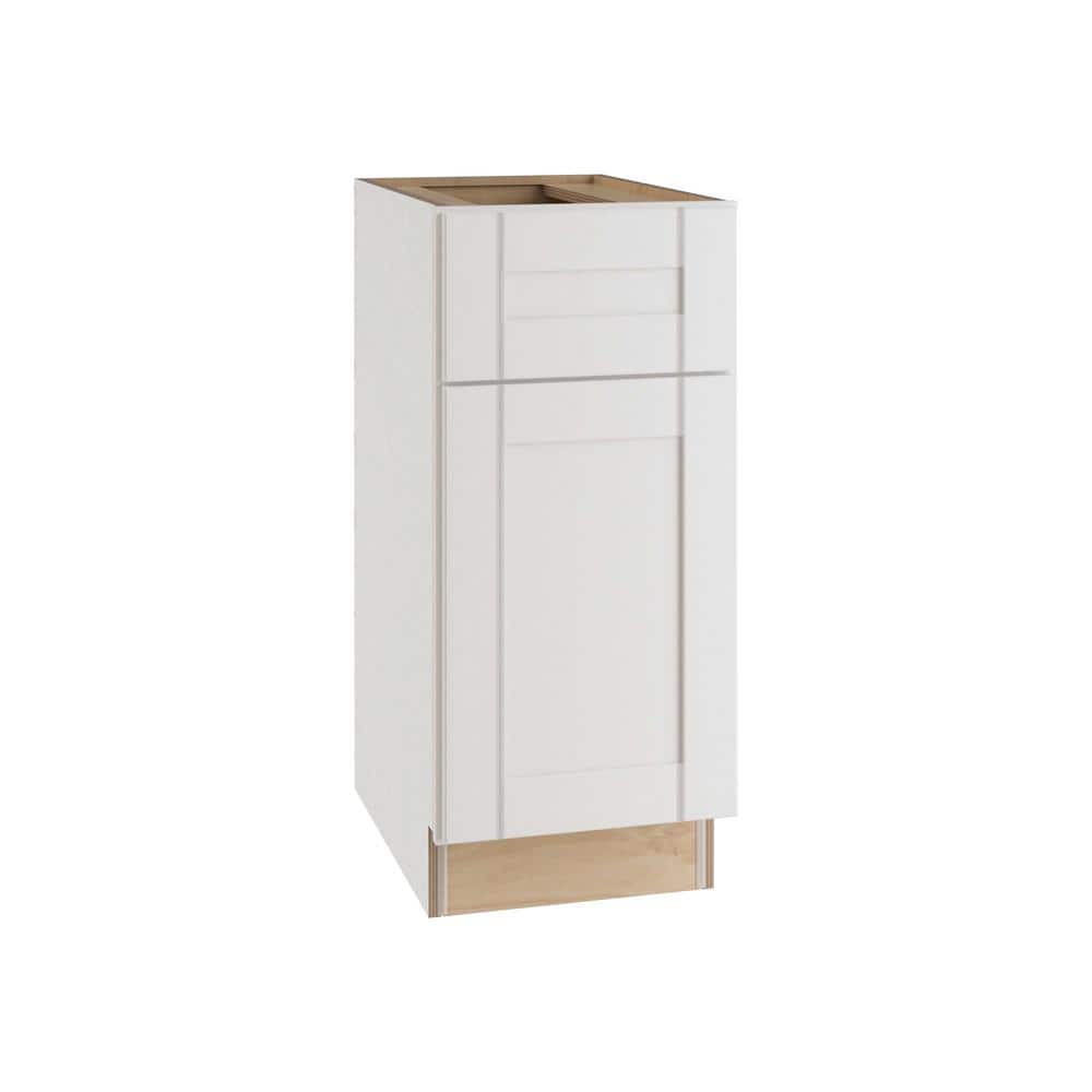 MILL'S PRIDE Richmond Verona White Plywood Shaker Ready to Assemble Base Kitchen Cabinet Soft Close 15 in W x 24 in D x 34.5 in H