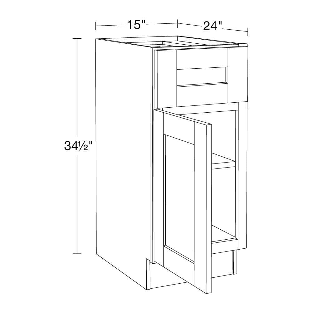 MILL'S PRIDE Richmond Verona White Plywood Shaker Ready to Assemble Base Kitchen Cabinet Soft Close 15 in W x 24 in D x 34.5 in H