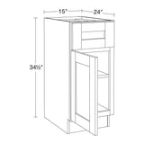 MILL'S PRIDE Richmond Verona White Plywood Shaker Ready to Assemble Base Kitchen Cabinet Soft Close 15 in W x 24 in D x 34.5 in H