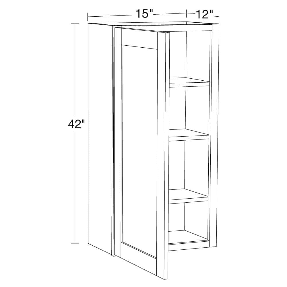 MILL'S PRIDE Richmond Verona White Plywood Shaker Stock Ready to Assemble Wall Kitchen Cabinet Soft Close 15 in W x 12 in D x 42 in H