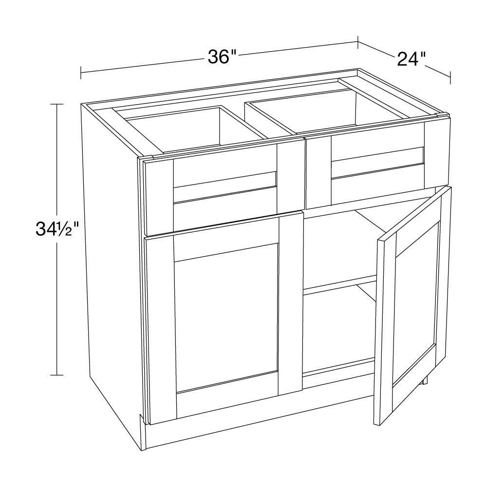 Contractor Express Cabinets Arlington Vesper White Plywood Shaker Stock Assembled Base Kitchen Cabinet Soft Close 36 in W x 24 in D x 34.5 in H