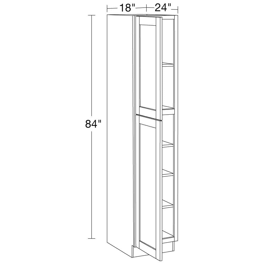 Contractor Express Cabinets Arlington Vesper White Plywood Shaker Stock Assembled Pantry Kitchen Cabinet Soft Close 18 in W x 24 in D x 84 in H