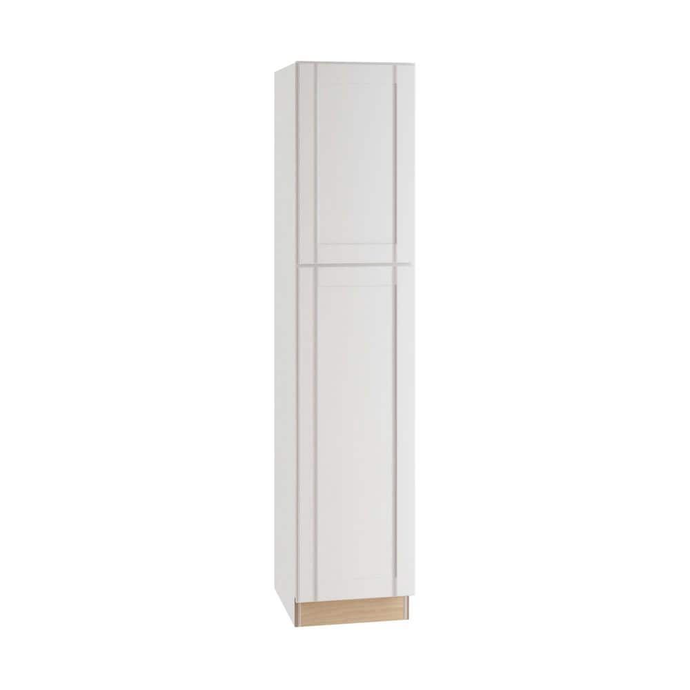 Contractor Express Cabinets Arlington Vesper White Plywood Shaker Stock Assembled Pantry Kitchen Cabinet Soft Close Left 18 in W x 24 in D x 96 in H