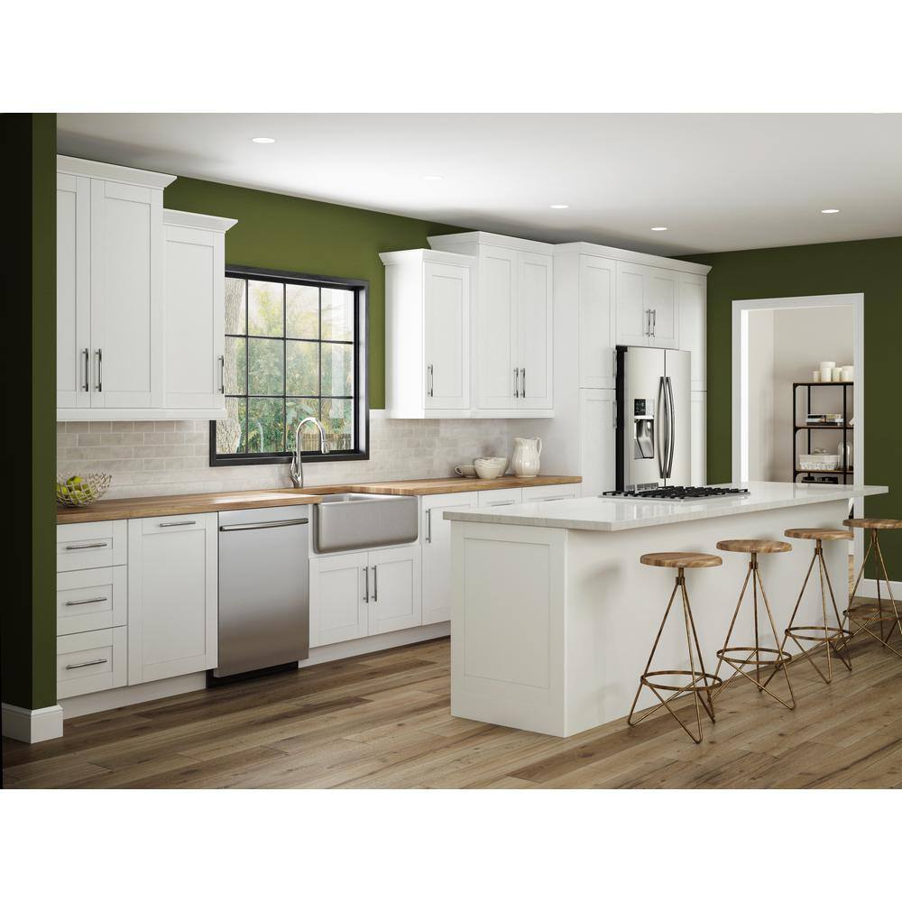 Contractor Express Cabinets Arlington Vesper White Plywood Shaker Stock Assembled Wall Kitchen Cabinet Soft Close Left 9 in W x 12 in D x 42 in H