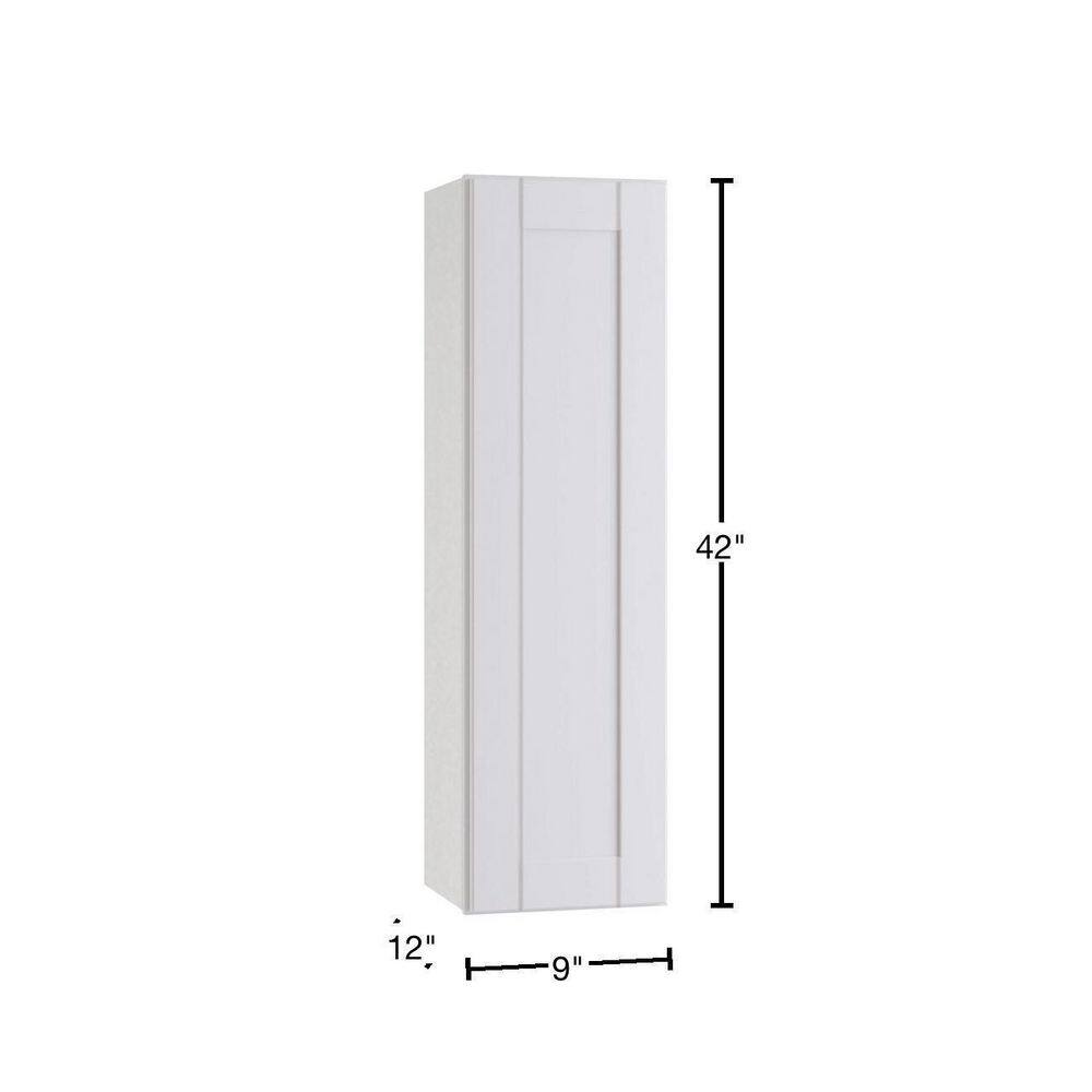 Contractor Express Cabinets Arlington Vesper White Plywood Shaker Stock Assembled Wall Kitchen Cabinet Soft Close Left 9 in W x 12 in D x 42 in H