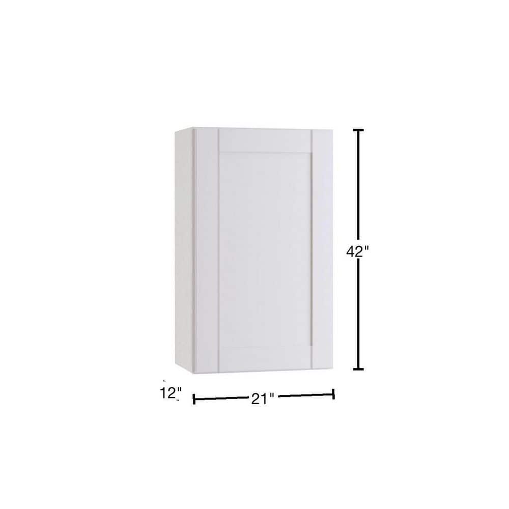 Contractor Express Cabinets Arlington Vesper White Plywood Shaker Stock Assembled Wall Kitchen Cabinet Soft Close 21 in W x 12 in D x 42 in H