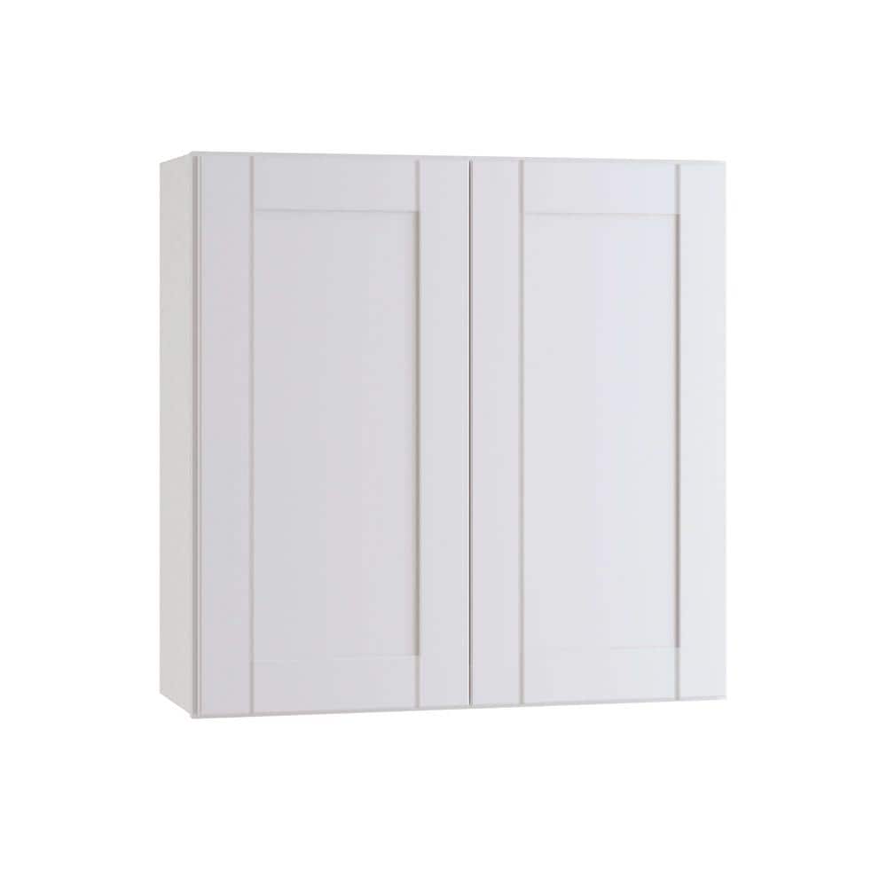Contractor Express Cabinets Arlington Vesper White Plywood Shaker Stock Assembled Wall Kitchen Cabinet Soft Close 24 in W x 12 in D x 30 in H