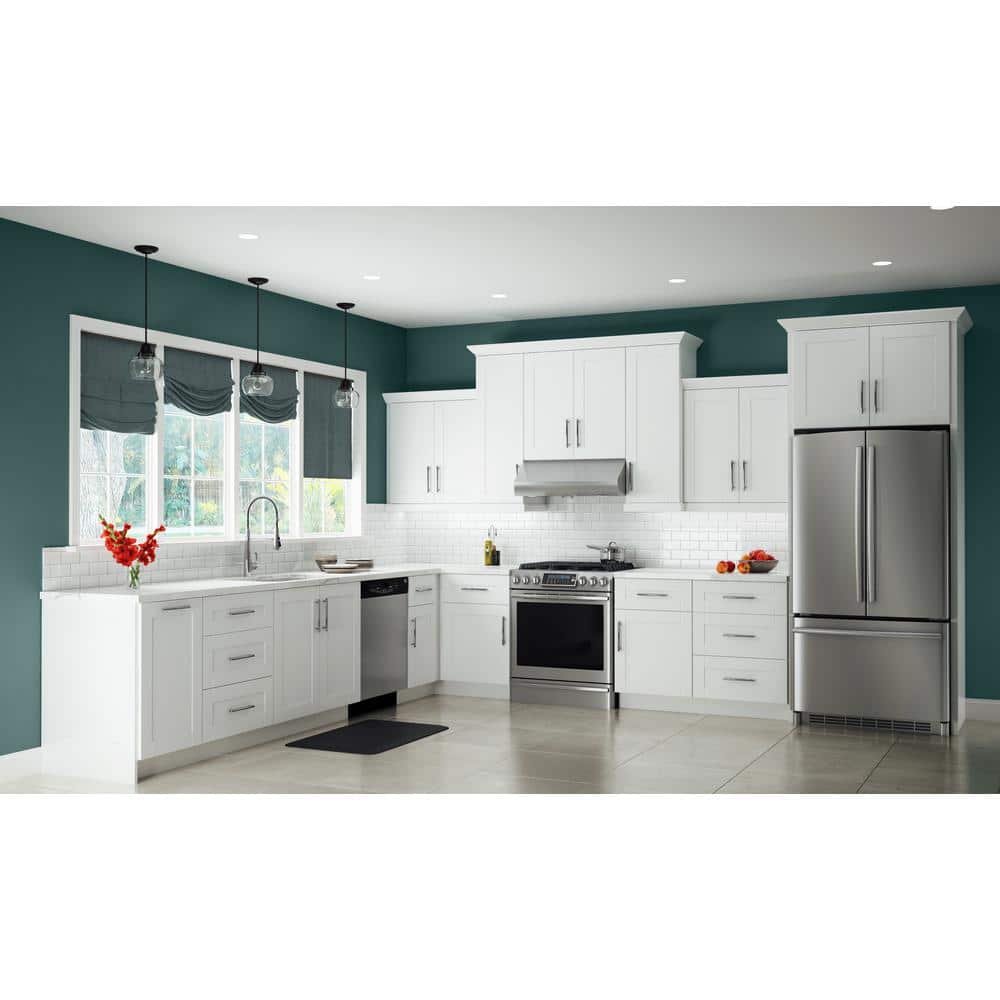 Contractor Express Cabinets Arlington Vesper White Plywood Shaker Stock Assembled Wall Kitchen Cabinet Soft Close 30 in W x 12 in D x 24 in H
