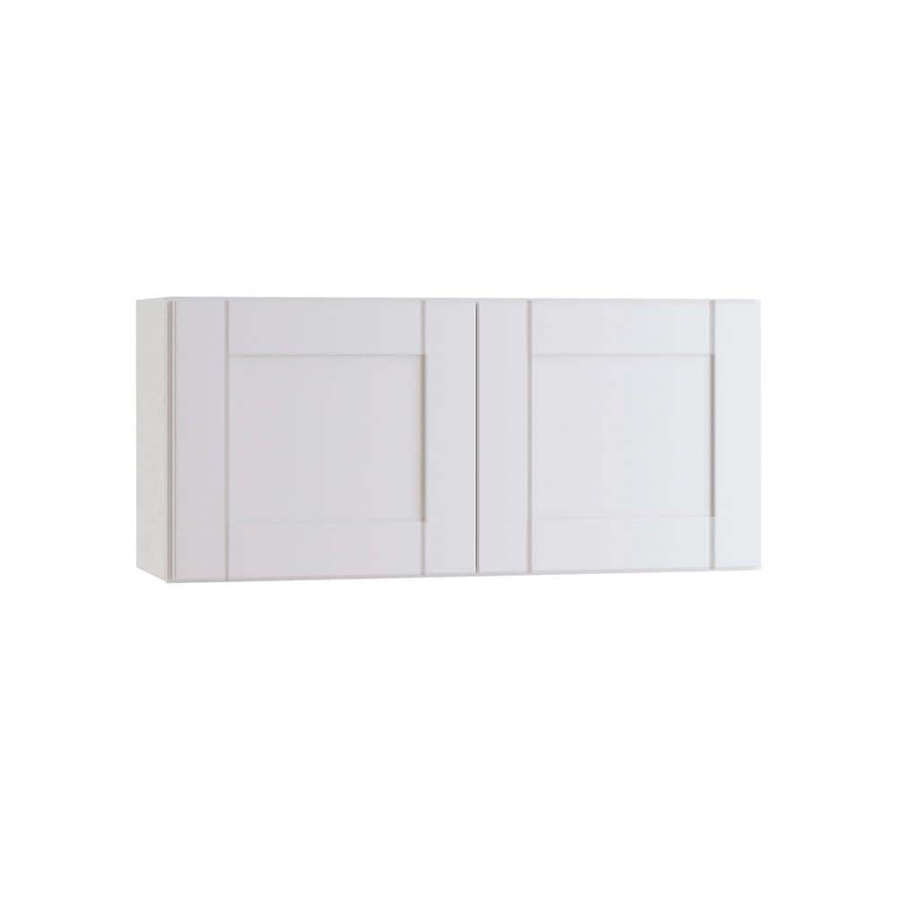Contractor Express Cabinets Arlington Vesper White Plywood Shaker Stock Assembled Wall Kitchen Cabinet Soft Close 30 in W x 12 in D x 24 in H