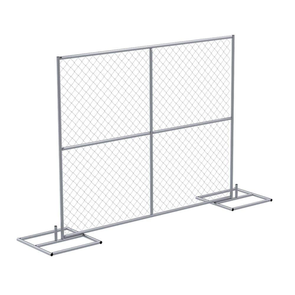 Vestil HRAIL 72 in. Galvanized Silver Construction Barrier - Starter Unit Chainlink Without Slats