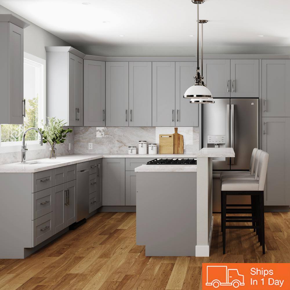 MILL'S PRIDE Richmond Vesuvius Gray Plywood Shaker Stock Ready to Assemble Wall Kitchen Cabinet Sft Cls 12 in W x 12 in D x 36 in H