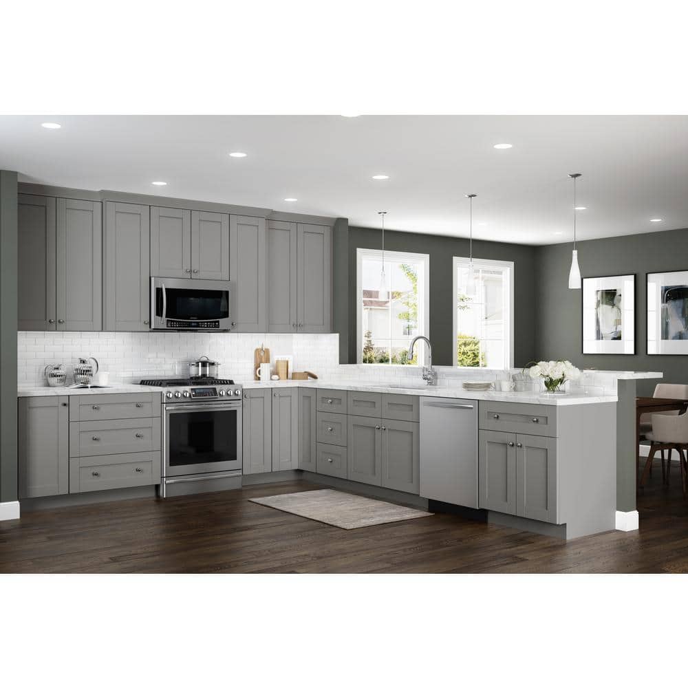 MILL'S PRIDE Richmond Vesuvius Gray Plywood Shaker Stock Ready to Assemble Wall Kitchen Cabinet Sft Cls 30 in W x 12 in D x 36 in H