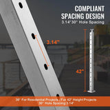 VEVOR Cable Railing Post 42 in. L x 2 in. W x 2 in. H 30° Angled Hole Stair Railing Post SUS304 Stainless Steel Rail Post