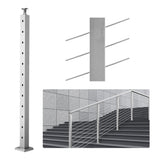VEVOR Cable Railing Post 42 in. L x 2 in. W x 2 in. H 30° Angled Hole Stair Railing Post SUS304 Stainless Steel Rail Post