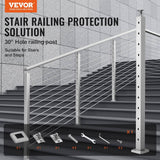 VEVOR Cable Railing Post 42 in. L x 2 in. W x 2 in. H 30° Angled Hole Stair Railing Post SUS304 Stainless Steel Rail Post