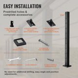 VEVOR Cable Railing Post 36 in. x 2 in. x 2 in. Steel Horizontal Hole Deck Railing Post with Horizontal and Curved Bracket