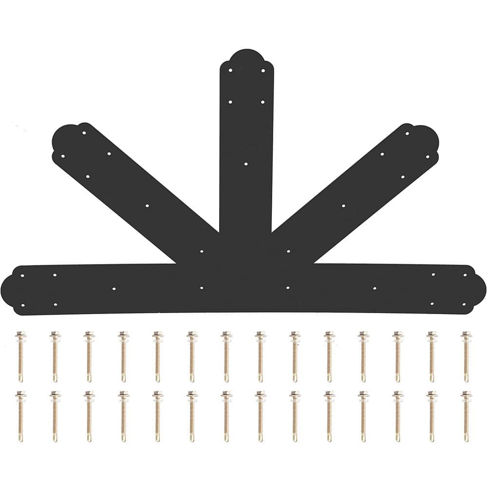 VEVOR Gable Plate Black Powder-Coated Truss Connector Plates 12:12 Pitch Gable Bracket 0.16 in. Steel Truss Nail Plates