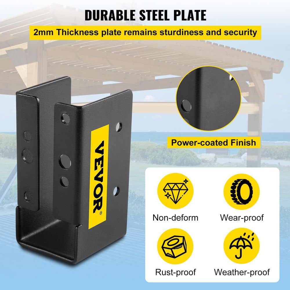 VEVOR 12-Pieces Concealed Joist Hanger 2 in. x 4 in. Outdoor Concealed Joist Bracket Q235 Steel Plate Powder-Coated, Black
