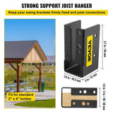 VEVOR 12-Pieces Concealed Joist Hanger 2 in. x 4 in. Outdoor Concealed Joist Bracket Q235 Steel Plate Powder-Coated, Black