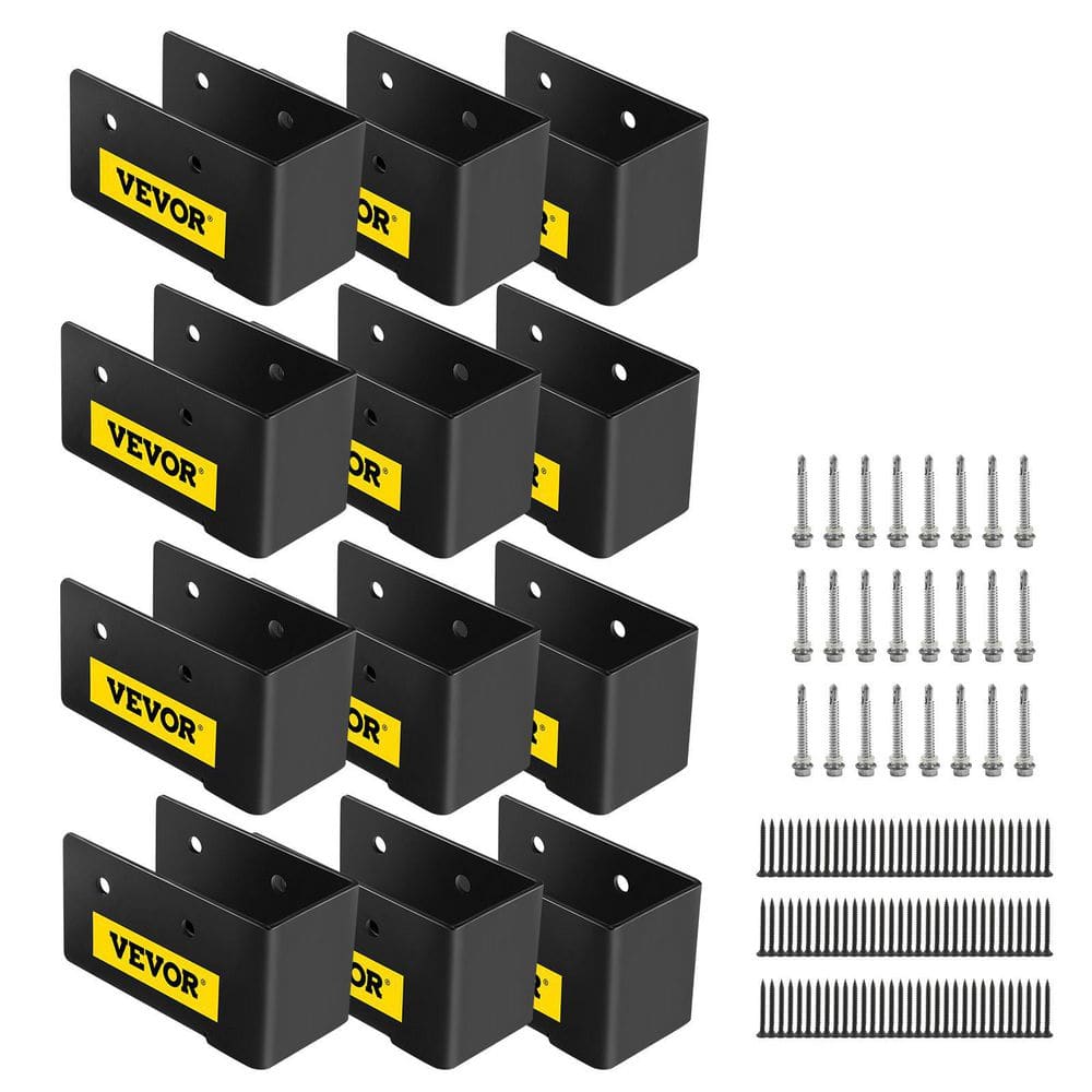 VEVOR 12-Pieces Concealed Joist Hanger 2 in. x 4 in. Outdoor Concealed Joist Bracket Q235 Steel Plate Powder-Coated, Black