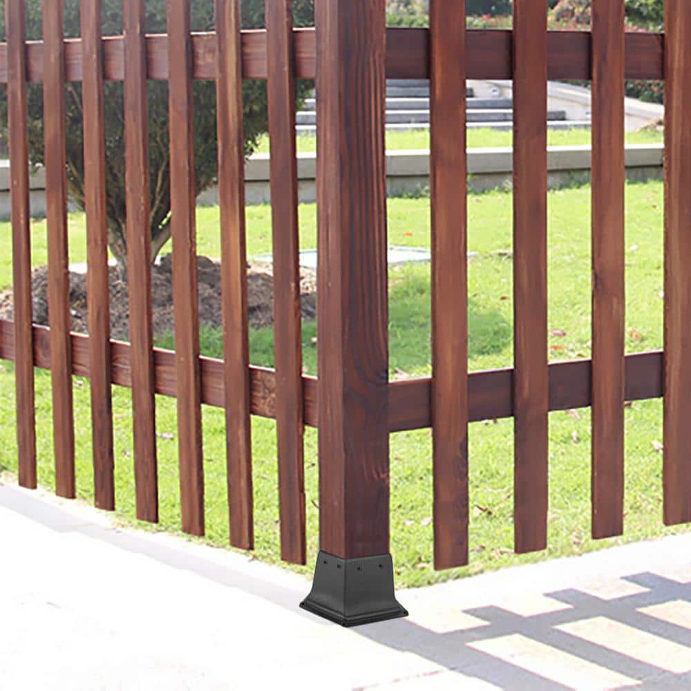 VEVOR 4 in. x 4 in. Deck Post Base Post Base Skirt Deck Post Skirt Black Powder-Coated Decking Post Base (10-Pieces)