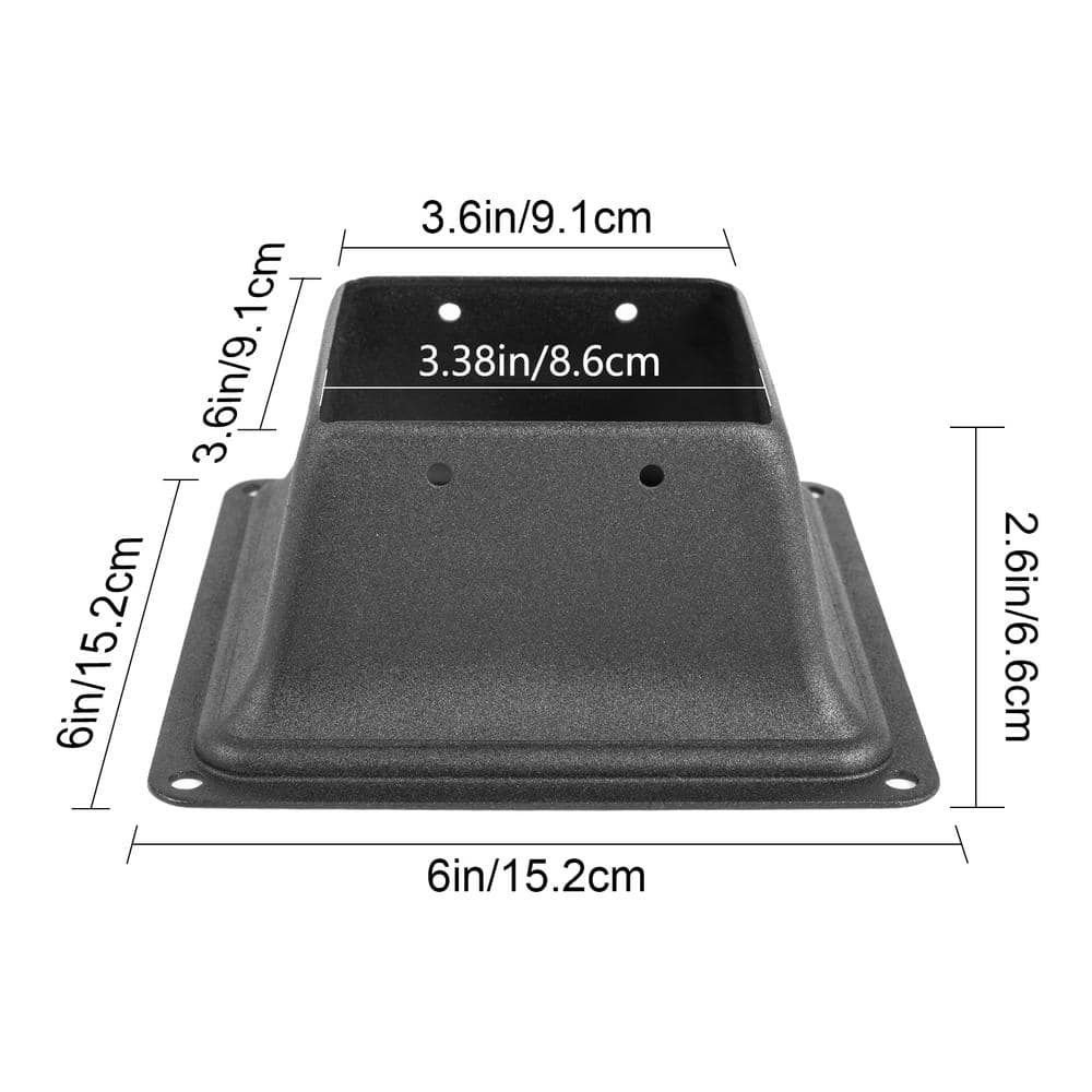 VEVOR 4 in. x 4 in. Deck Post Base Post Base Skirt Deck Post Skirt Black Powder-Coated Decking Post Base (10-Pieces)
