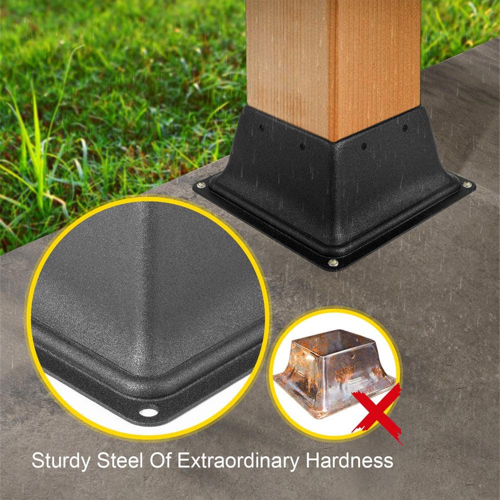 VEVOR 4 in. x 4 in. Deck Post Base Post Base Skirt Deck Post Skirt Black Powder-Coated Decking Post Base (10-Pieces)