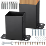 VEVOR Post Base 4 in. x 4 in. Internal 3.6 in. x 3.6 in. Heavy-Duty Powder-Coated Decking Board Steel Post Bracket (2-Pieces)