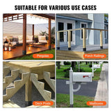 VEVOR 4 in. x 4 in. Internal Post Base Heavy-Duty Powder-Coated Anchor Black Wood Post Fence Bracket Decking Board (4-pack)