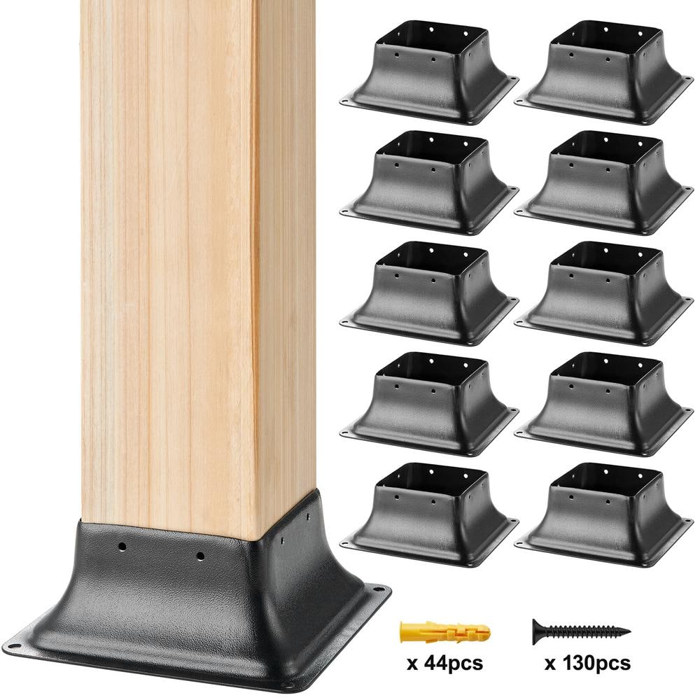 VEVOR Post Base 4in.x 4in. 10-Pieces Internal 3.6in. x 3.6in. Heavy Duty Powder-Coated Steel Post Bracket Fit for Post Anchor