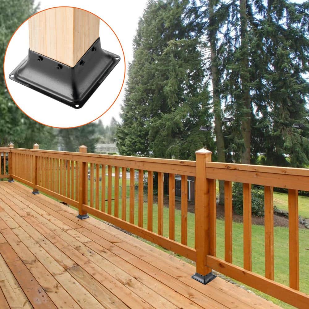 VEVOR Post Base 4 in. x 4 in. Internal 3.6 in. x 3.6 in. Heavy-Duty Powder-Coated Steel Post Bracket (4-Pieces)